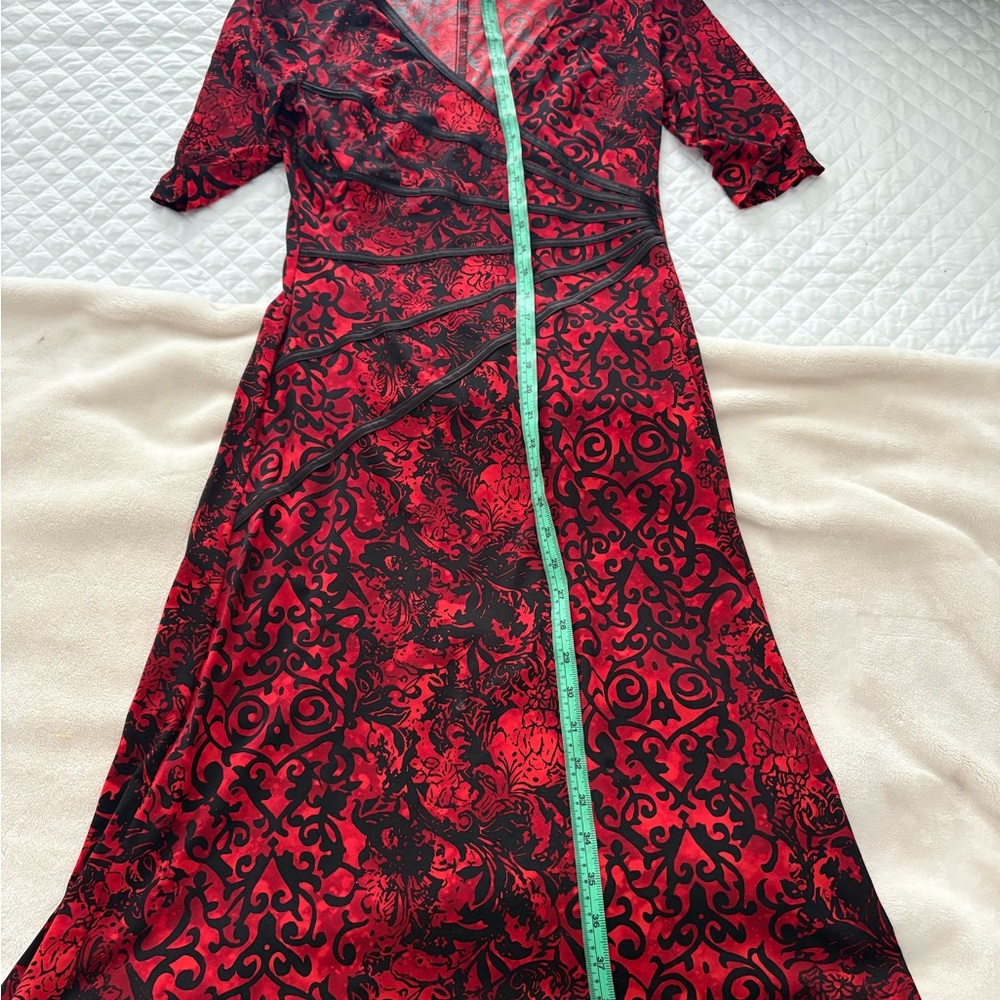 Connected Apparel Red and Black Long Sleeve Dress